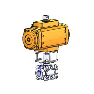 RP-15539: 300 Series Stainless Steel 2-Way Full Port Ball Valve (3-piece body), 316SS, 3/4 inch NPT, 50%TFE/50%SS Seats and Seals, F Series rack and pinion actuator, spring return (fail closed), sized for use with 80psi supply air, (ELFSA40-4)