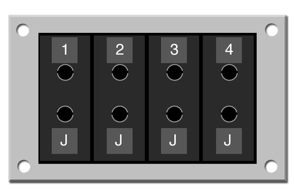 RP-14964: Thermocouple Connectors, 2-pole rectangular panel jack style, 4 strip, J-type TC, black, ( NUMBER: 1,2,3,4 )