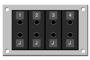 RP-15691: Thermocouple Connectors, 2-pole rectangular panel jack style, 4 strip, J-type TC, black, ( NUMBER: 13,14,15,16)